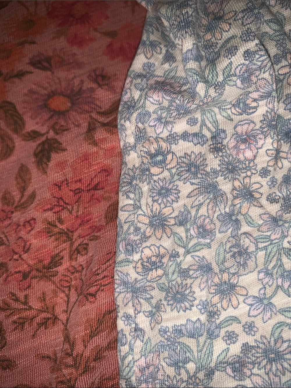 Old Navy Floral Short Sleeve Tops — Rust Red and Dusty Blue - Picture 5 of 9